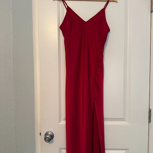 Banana Republic Petite Covered-Button Satin Midi Slip Dress, Size 2 (petite) - Picture 2 of 5